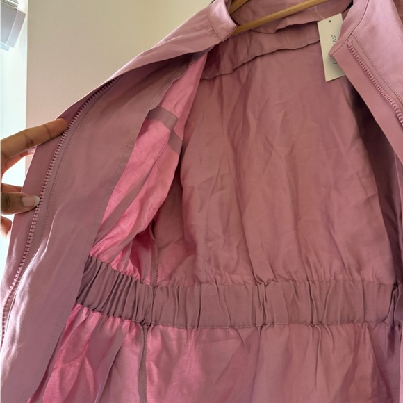 Francesca's Collections Pink Utility Jacket Lightweight Collared Design - Picture 3 of 3